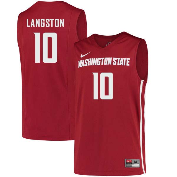 Washington State Cougars #10 KJ Langston College Basketball Jerseys Sale-Crimson